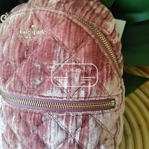 Kate Spade NWT Mini Convertible Velvet Backpack color : pomegranate pink - Picture 6 of 11